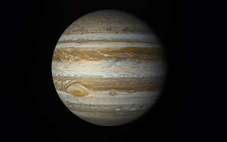 Planet Jupiter Isolated in black. 3d renderingの写真素材