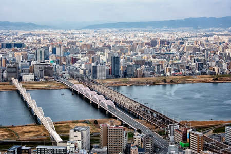 Osaka city panorama in Japan