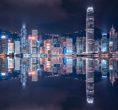 Hong Kong city viewed from Victoria Harborのeditorial素材