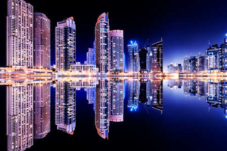 Dubai Marina at night, UAEの写真素材