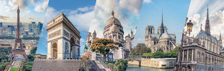 Paris famous landmarks collageの写真素材