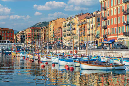 Harbor in the city of Nice on the French Rivieraのeditorial素材