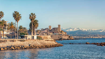 The coastline on the French Riviera in Antibesの写真素材