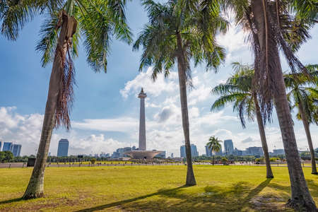 National Monument in Jakarta cityの写真素材