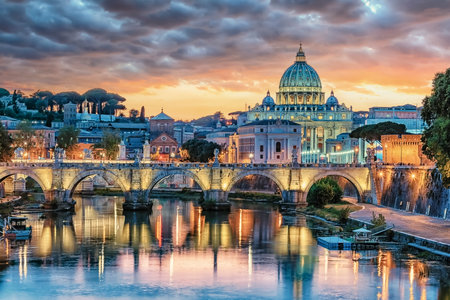 The city of Rome at sunsetのeditorial素材