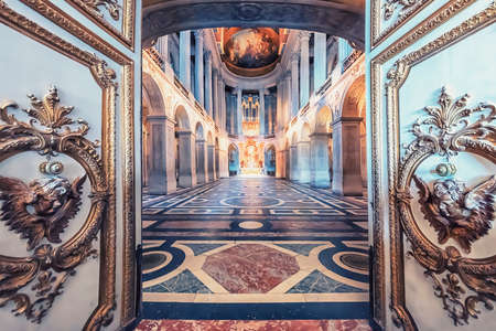 Inside the chapel of the Palace of Versailles near Paris, France