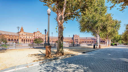 Plaza de Espana in Seville, Andalusia, Spainの写真素材