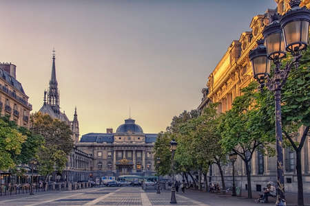 Sainte Chapelle and the entrance of the court in Parisのeditorial素材