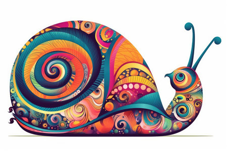 Vector illustration of a snail in the form of an abstract pattern.の素材