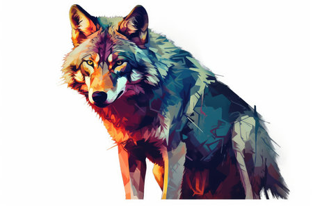 Illustration of a wolf in a polygonal style. Vector illustration.の素材