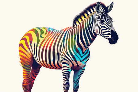 Zebra on a white background in the style of pop art.の素材
