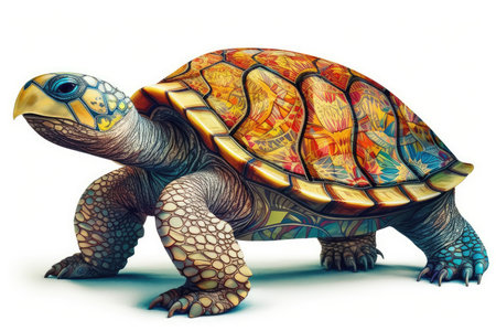 Tortoise isolated on white background. 3d render illustration.の素材