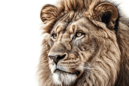 Portrait of a lion on a white background. Close-up.の素材