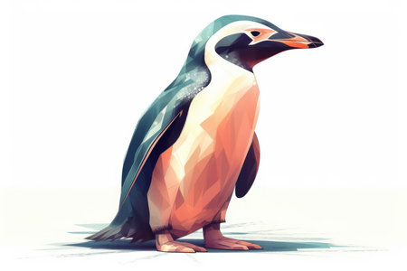 Penguin on a white background. Illustration in low poly style.の素材