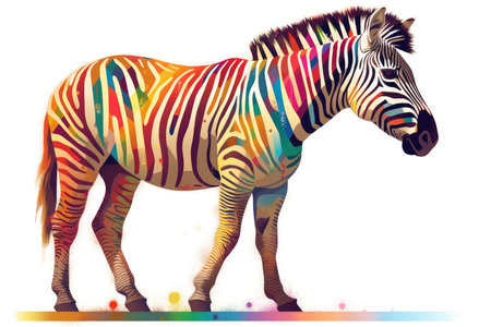 Zebra with rainbow stripes on white background. Vector illustration for your designの素材