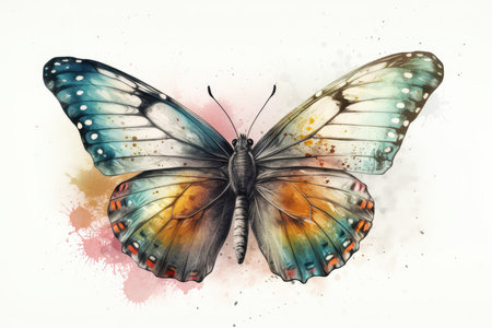 Watercolor painting of butterfly. Hand-drawn illustration. Vector.の素材