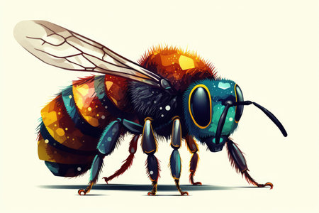 Vector image of a bee on a white background. Eps 10.の素材