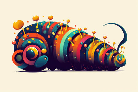 abstract 3d illustration of a spiral shape with colorful circles and dotsの素材