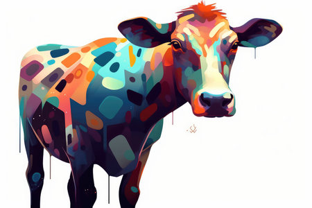 Illustration of a cow on a white background. Vector illustration.の素材