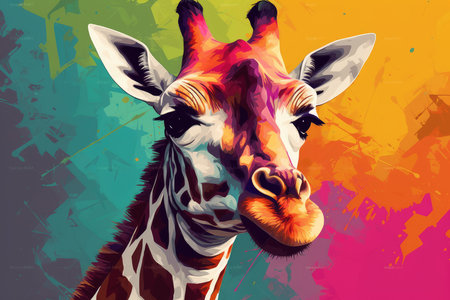 Giraffe head on colorful background. Vector illustration for your designの素材
