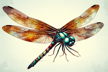 Dragonfly. Digital illustration of a beautiful dragonfly. Illustration of a dragonfly.の素材