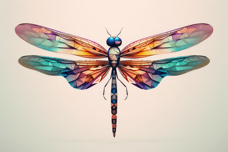 Dragonfly isolated on white background. 3D illustration. Vintage style.の素材