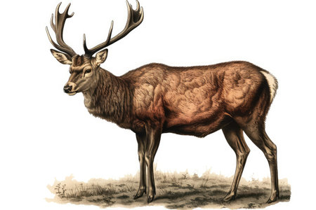 Digital color painting of a red deer (cervus elaphus)の素材