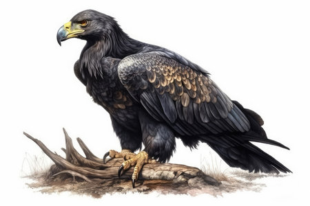 eagle on a branch isolated on white background. 3d illustrationの素材