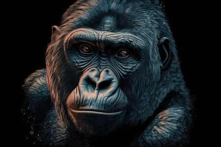 Gorilla looking at the camera. 3d rendering, 3d illustration.の素材