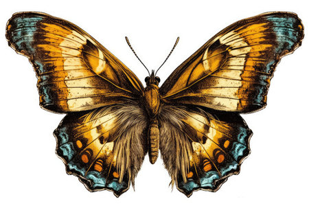 butterfly, isolated on the white background, hand-drawn illustrationの素材