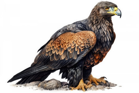 Steppe Eagle isolated on a white background. 3d illustration.の素材