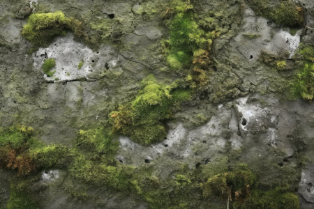 green moss on a stone wall, closeup of photo, backgroundの素材