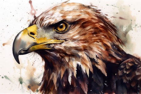 Bald Eagle portrait in watercolor style. Hand drawn illustration.の素材