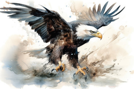 Bald Eagle - digital painting of a bald eagle in flight.の素材