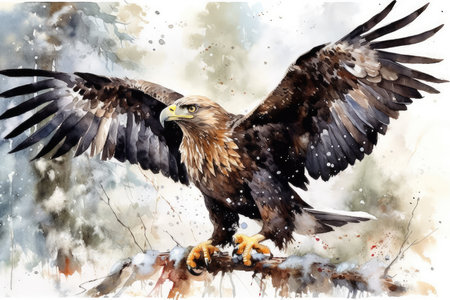 Watercolor painting of a Golden Eagle (Haliaeetus albicilla)の素材