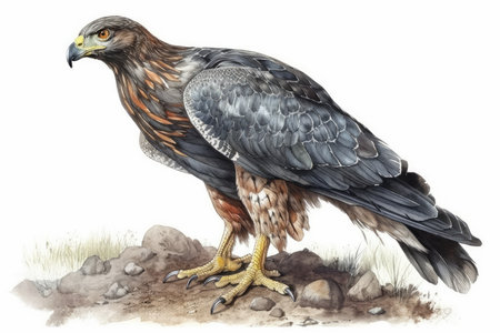 Illustration of a Red-tailed Hawk (Buteo jamaicensis)の素材
