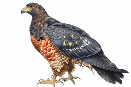3D rendering of a red-tailed hawk isolated on white backgroundの素材
