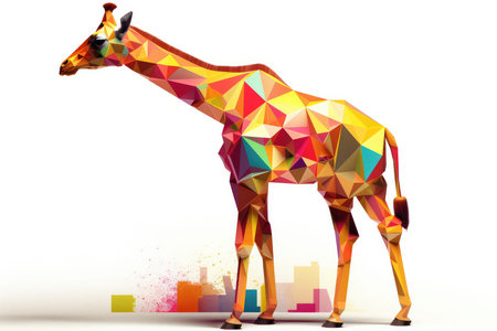 Giraffe low poly colorful vector illustration. Geometric low poly designの素材
