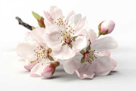 cherry blossom isolated on white background with copy space for textの素材
