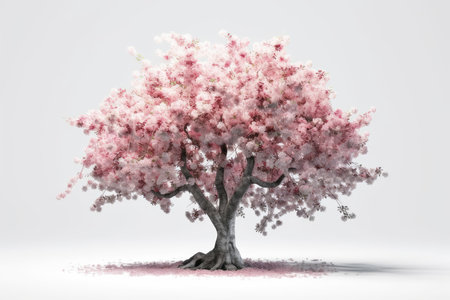 cherry blossom tree isolated on white background. 3d illustrationの素材
