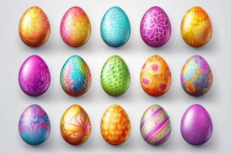Easter eggs set with different patterns. Vector illustration for your designの素材