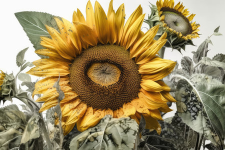 Sunflower with filter effect retro vintage style ( Filtered image processed vintage effect. )の素材