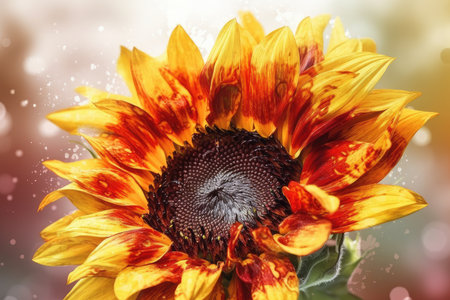 Close up of sunflower on blurred background. Natural floral background.の素材