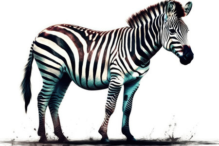 Zebra isolated on white background. Digital painting. 3d illustrationの素材