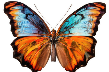 Beautiful butterfly isolated on white background. Exotic tropical butterfly.の素材