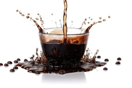 Coffee splash isolated on a white background. Splash of coffee.の素材