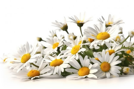 Beautiful daisies on white background, close-up.の素材