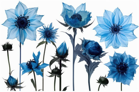 Blue cornflowers isolated on white background. Watercolor illustration.の素材
