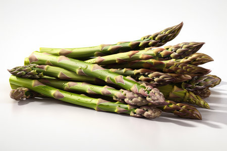 Fresh green asparagus on a white background. Studio shot.の素材