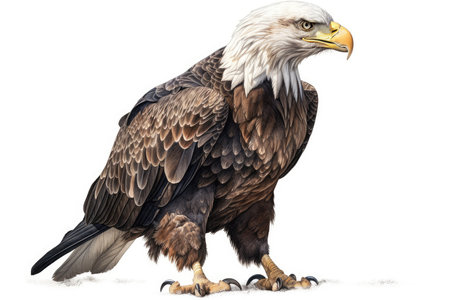 Bald Eagle - Haliaeetus leucocephalus in front of a white backgroundの素材